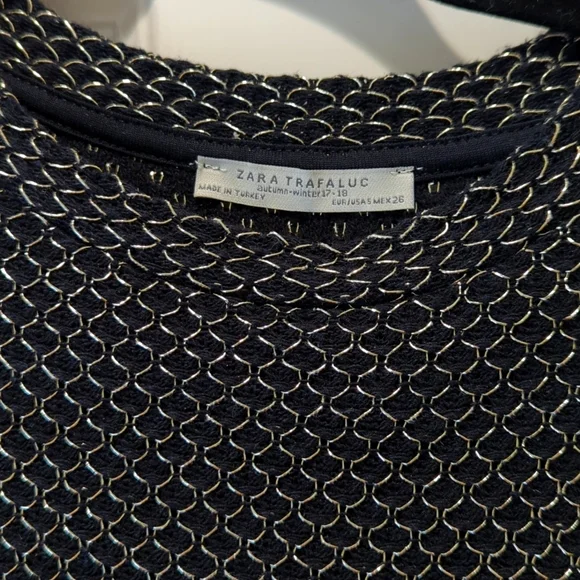 Zara Long black dress with metallic gold thread Size S - Picture 2 of 5